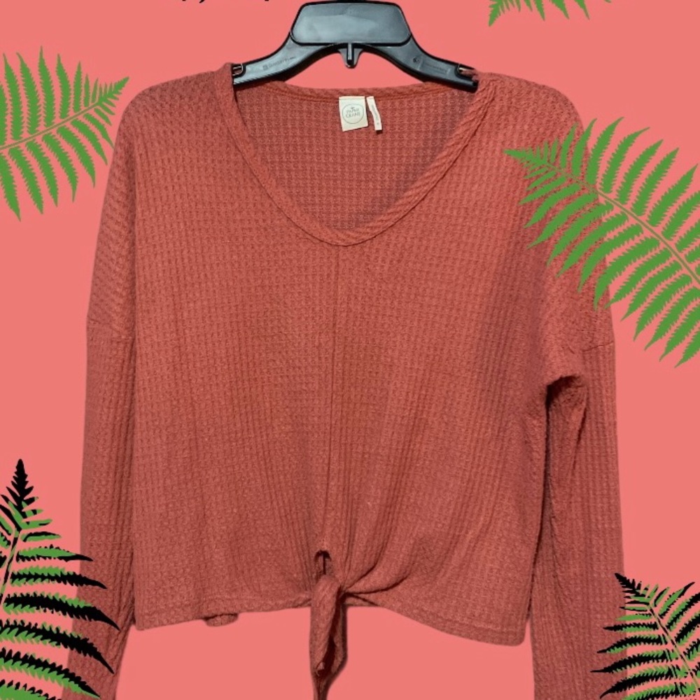 Waffle Knit tie knot cozy cute shirt!